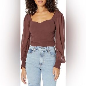 Abercrombie Puff Sleeve Brown Top